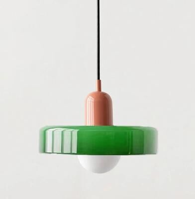 Inspired Living Nordic Elegance Retro Glass Pendant Light LED Indoor Hanging Light Fixture For Living Room & Dining green5 warm White 110v