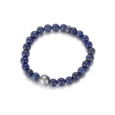 Perlenarmband FIRETTI "Schmuck Geschenk Armschmuck Armkette Perle", schwarz (edelstahlfarben, blau, schwarz, blau), Armbänder, Herren, 19cm, Edelstahl Nylon, Edelstahl, Nylon, Perlenarmband, mit Lapislazuli