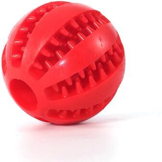 Pet Hub Indestructible Rubber Dog Toy: Interactive Chew Snack Ball For Large Dogs Red L