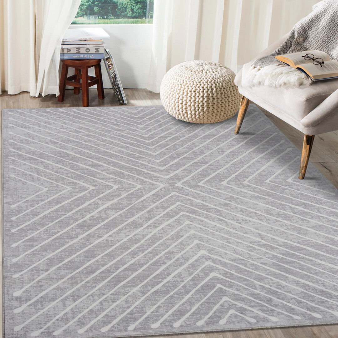 Brayden Studio Rectangle Geometric Area Rug Blue Rectangle 200 x 290cm