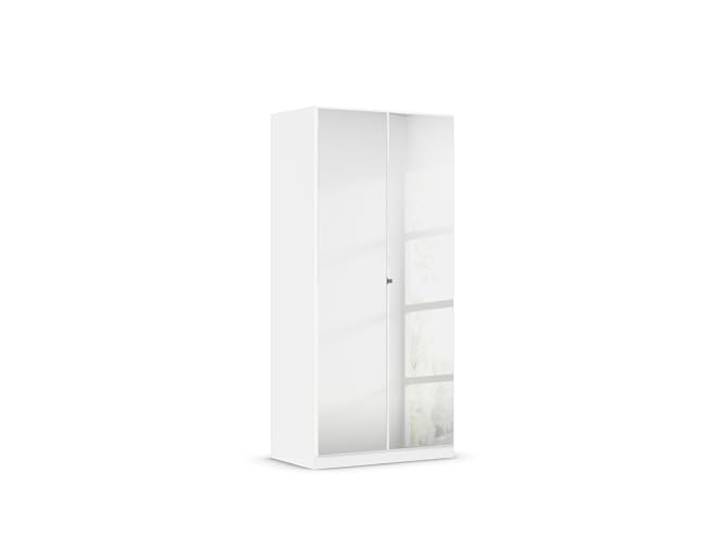 Rauch Möbel Reflect, Kleiderschrank, Farbe Weiß, Breite 91 cm Schrank, 2-türig, mit Spiegel, Zubehör Classic, für Schlafzimmer, Kinderzimmer, Studentenwohnung, Garderobe, Flur
