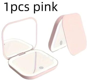 Uplift Picks Compact LED Pocket Makeup Mirror 2X Magnifying Folding Travel Beauty Mirror pink 1 Pc