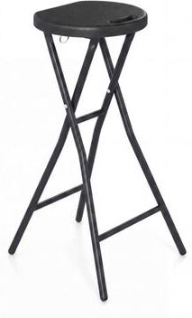"Costway 27.5"" Folding Bar Stool with HDPE Seat & Carry Handle for Kitchen Bar Fishing-Black"