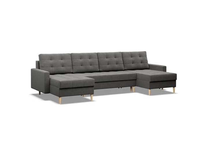 Mebligo - U Form Ecksofa mit Schlaffunktion und Bettkasten Elma, Wohnlandschaft (BxTxH) 294 x 140 x 88 cm, Dunkelgrau (Lux 6)