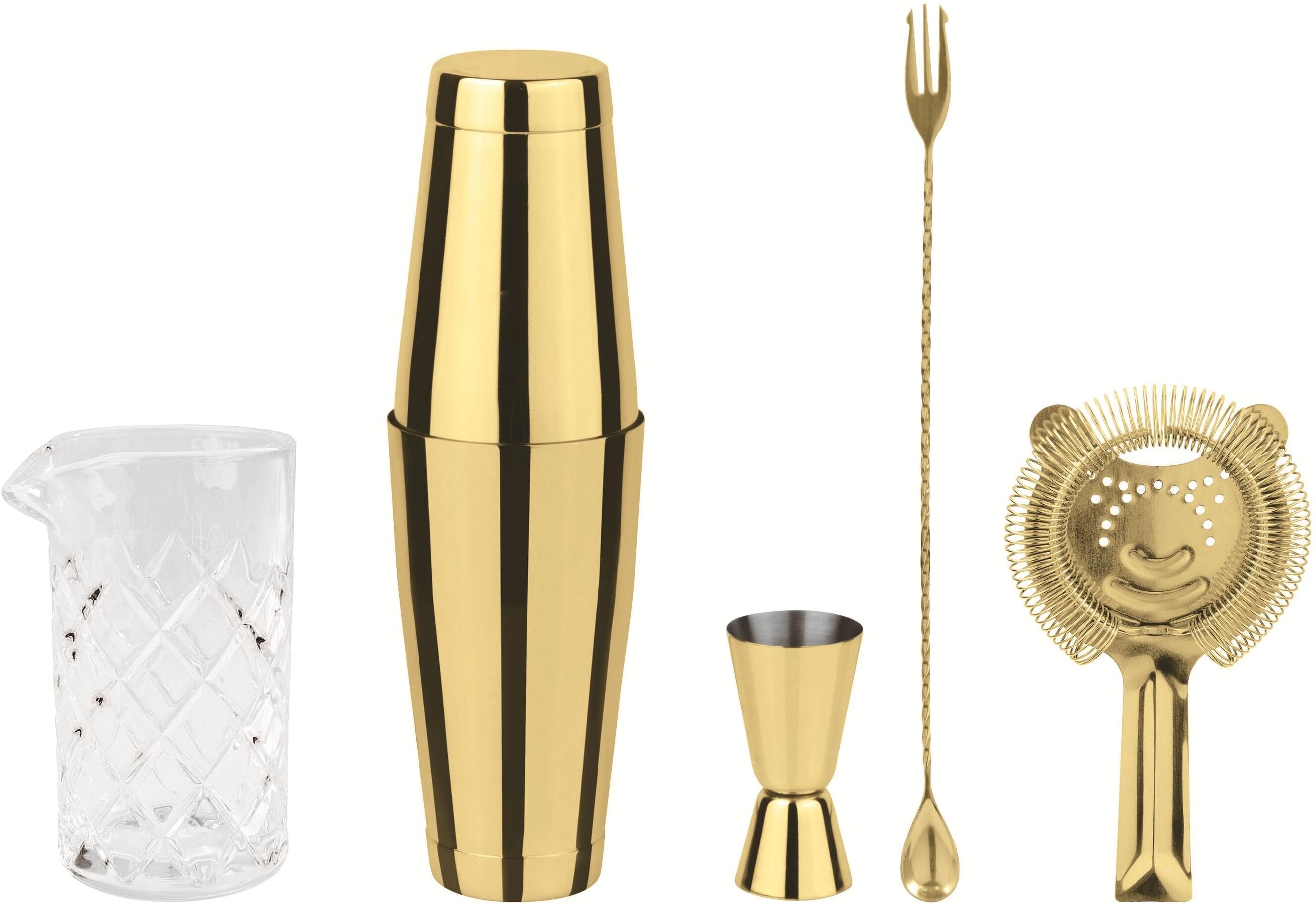 Cocktail Shaker "Paderno Set Crystal 0.79 l, Gold/Weiss", gold (goldfarben), Shaker, Cocktail Shaker goldfarben Einheitsgröße