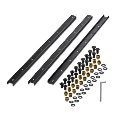 Relaxdays Gratleiste, 3er Set, Metallschiene 90 cm, Tischplatte stabilisieren, U-Profil mit Schrauben, Stahl, schwarz