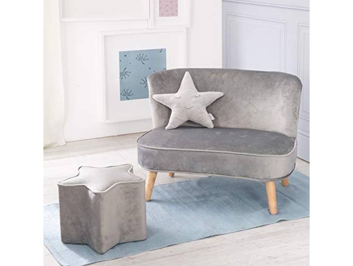 roba Kindersitzgruppe „Lil Sofa” inkl. Kindersofa, Sternenhocker, Dekokissen Stern in silbergrau