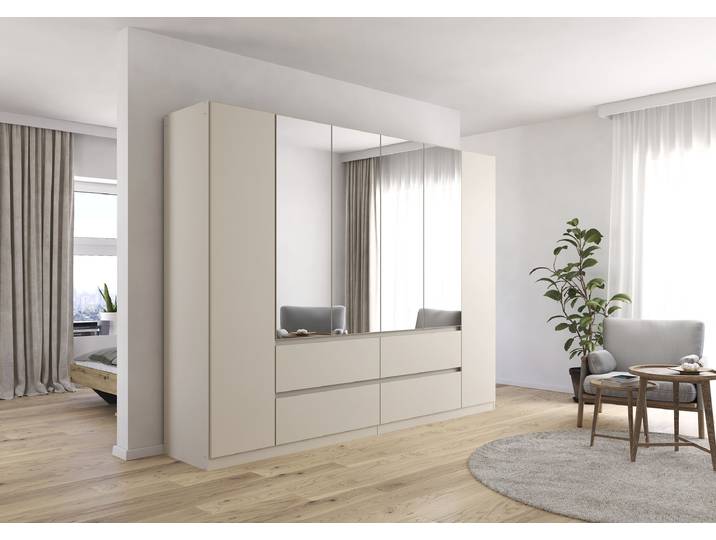 Drehtürenschrank Mainz 271cm Beige/Kaschmir Basic 4 Spiegeltüren