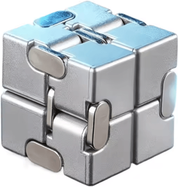 Inspire Curations Alloy Infinity Cube Fidget Toy For Focus And Stress Relief silvery