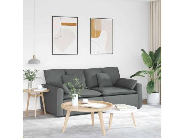 ZXQVLMRS Modulares Sofa, Wohnzimmer Couch mit Kissen & Metallrahmen Stoffpolsterung aus Polyester, Flexibles Design, Robuste Holzarmlehnen