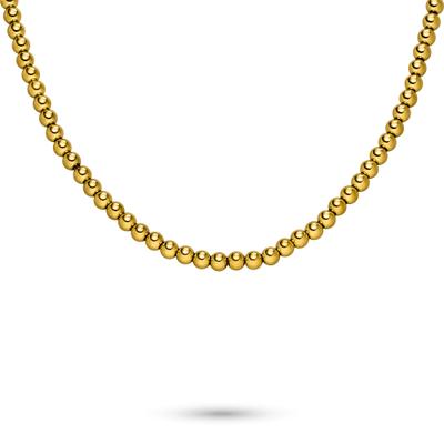 Edelstahlkette S.OLIVER "Schmuck Geschenk Edelstahl Halskette The Steel Ball", gold (gelbgoldfarben), Halsketten, Damen, Edelstahl, L: 47 B: 6mm, Edelstahlkette, B:6mm
