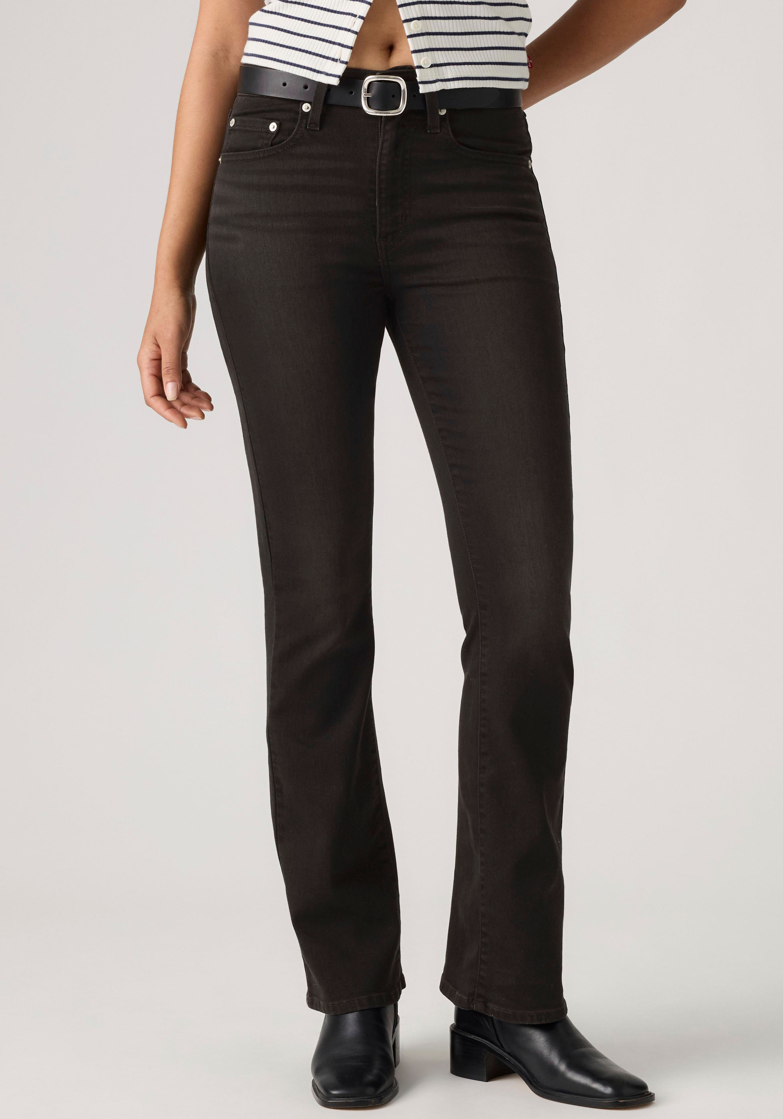 Bootcut-Jeans LEVI'S "725 HIGH RISE BOOTCUT", Damen, Gr. 26, Länge 30, braun (soot scrape bfr), Denim/Jeans, Obermaterial: 81% Baumwolle, 18% Polyester, 1% Elasthan, bootcut fit lang, Jeans Bootcut-Jeans soot scrape bfr 26, Länge 30