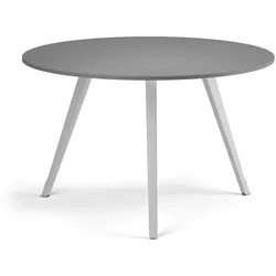 Couchtisch PRIMO ZEN, Durchmesser 120 cm, weißes Metallgestell, Graphit