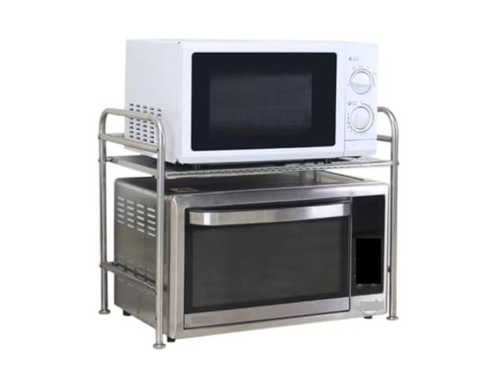 CVdrtyED Mikrowellenregal Edelstahl Küchenregal Mikrowelle Regal Home Badezimmer Organizer Reiskocher Lagerregal Küchenregal Stehend(7 3/8)