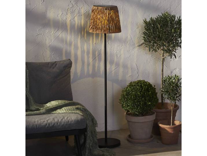 STAR TRADING LED-Solar-Stehlampe Cesta 127cm braun/schwarz Plastik/Metall, braun / rost, Metall, Modern, Solarleuchte