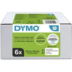 DYMO® Original Etikett für LabelWriter™, Vorteilspack, Versand - weiss - permanent haftend, 6 x 220 Etiketten