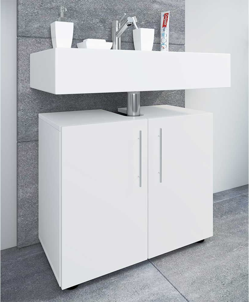 Pharao24.de Weißer Waschtischschrank mit Drehtüren modernem Design