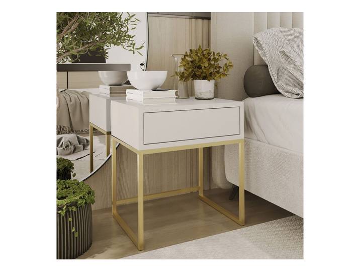 Design Möbel Nachttisch Moderner Nachttisch Glamour mit Schublade Schlafzimmer Metallgestell