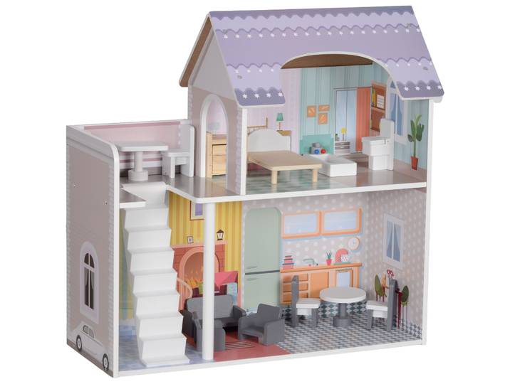 Maison de poupée Aiyaplay avec meubles et accessoires avec balcon multicolore