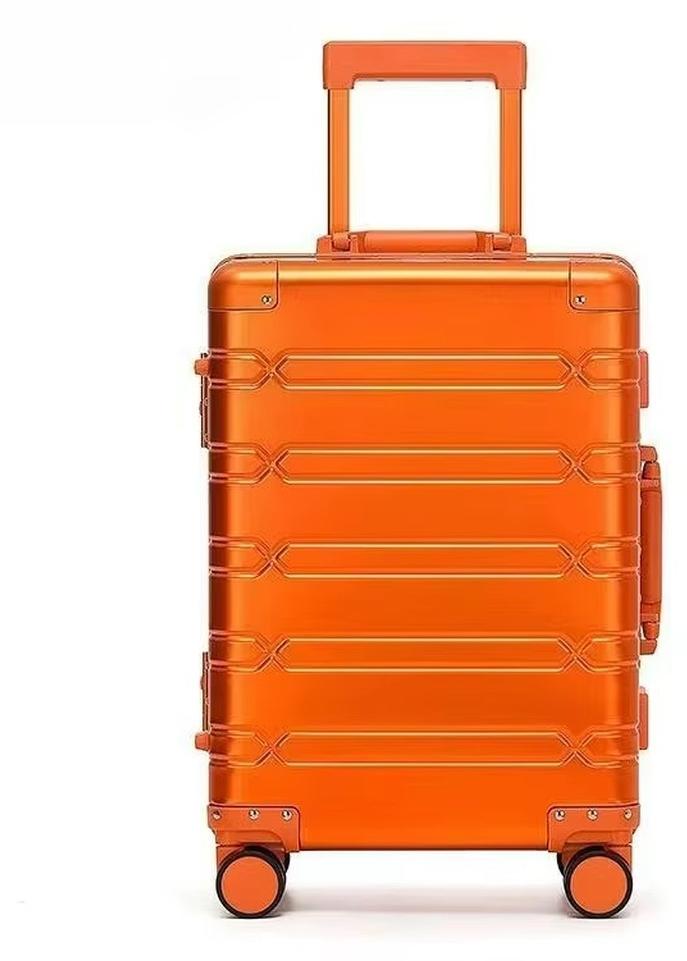 Koffer - Handgepäckkoffer - 51 cm - Aluminium-Magnesium-Legierung - 360°-Spinnerrollen - Mit Schloss - Orange