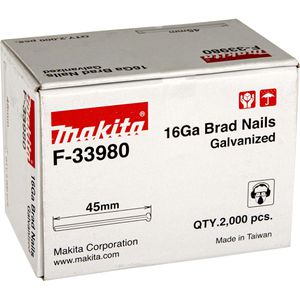 Makita Tackernägel F-33980, Typ 16GA, 45 mm verzinkte Stauchkopfnägel, 2000 Stück