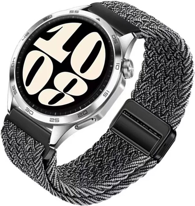 INF Graues & weißes gewebtes Nylon 20mm Uhrenarmband mit Magnetverschluss