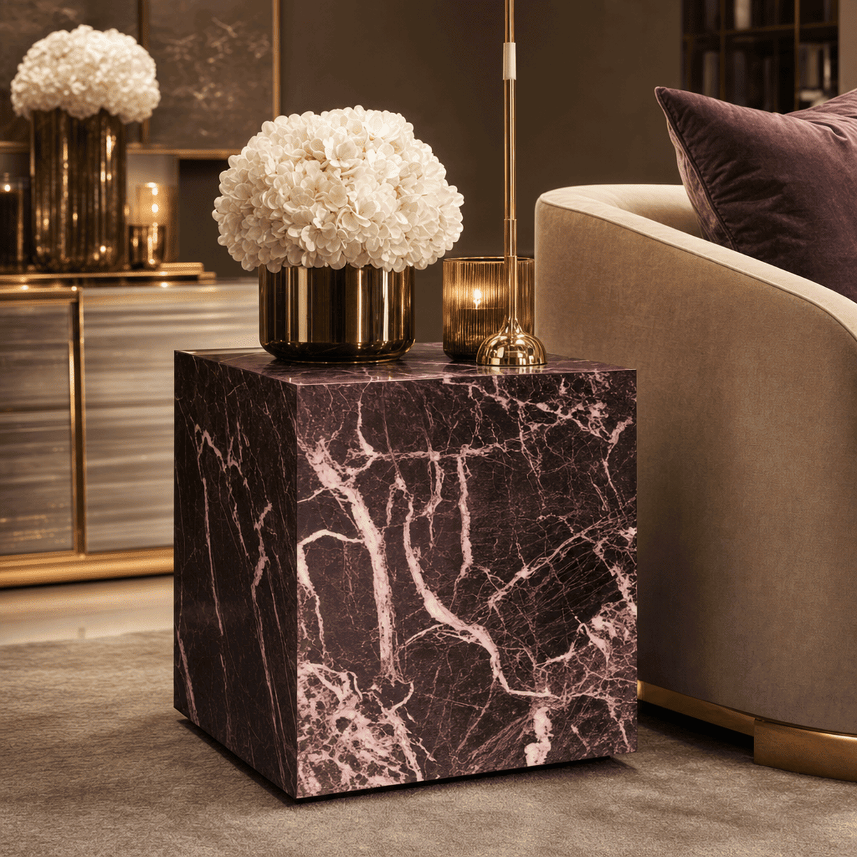 Kennedy Burgundy Marble Side Table