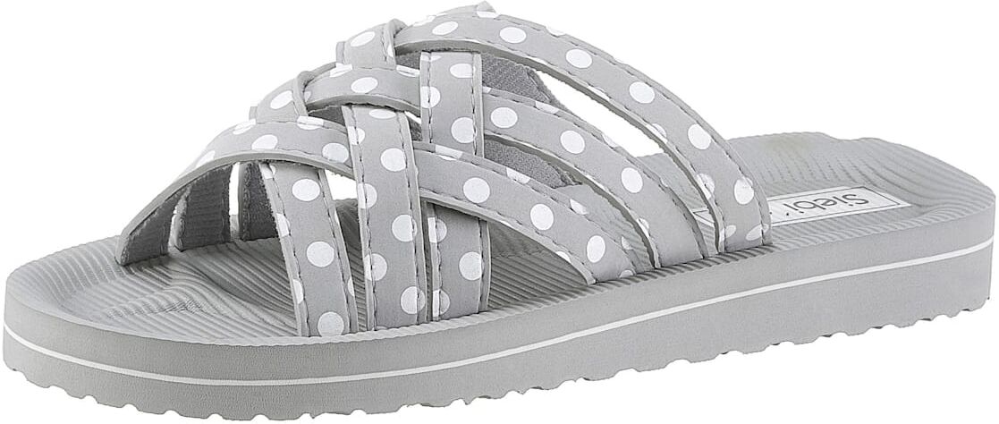 Badepantolette CLASSIC BASICS, Damen, Gr. 39, grau (hellgrau), Synthetik, Schuhe Badepantolette hellgrau 39