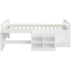 STILVORA Multifunktionsbett Holz Weiß 90x200 cm mit Schreibtisch und USB-Steckdose
