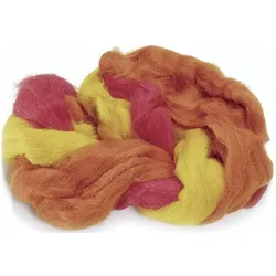 3x Heyda Filzwolle 3-Strang-Mix 50 g, Gelb/Orange/Rot