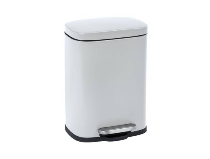 WENKO Poubelle à pédale Leno Easy-Close blanc Poubelle à pédale avec système d'abaissement automatique Blanc