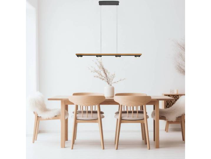 Buschwerk Hängeleuchte Beam, dimmbar, Holz hell, für Wohn- / Esszimmer, Metall, Modern