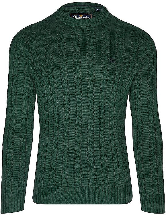 SUPERDRY Herren Sweater Cotton Cable Knit Crew Jumper dunkelgrün   L M