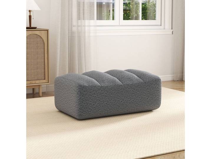 WOVREO Pouf ottoman gris modulable en fleece granulé 104 x 61 x 45 cm
