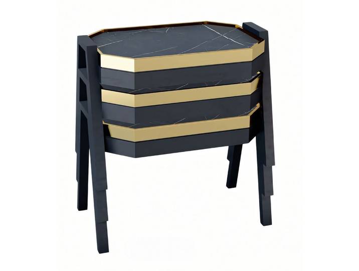 Xlmoebel Satztisch XLMOEBEL schwarzes Holz Couchtisch-Set modern und elegant (Set, 3x Couchtisch), Made in Europa