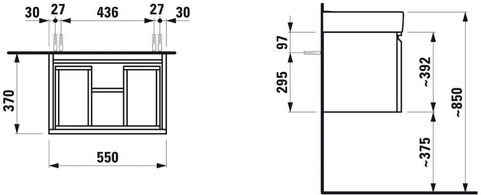 LAUFEN PRO S Waschtischunterbau 55 cm mit 1 Auszug