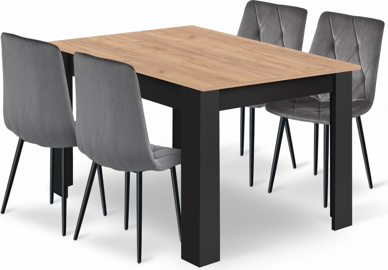 Leobert Libra Set Repas 5-delig - Zwart/Grijs - B: 120 cm, D: 80 cm