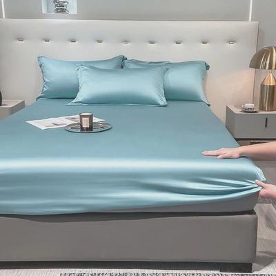 Uplift Picks Mulberry Silk Fitted Sheet Soft Elastic Silk Mattress Cover blue 150x200x25cm