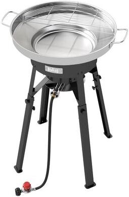 "Feasto 23"" Stainless Steel Concave Comal Set with Burner Stand, 54,000 BTU, Multi - Pot Compatible"