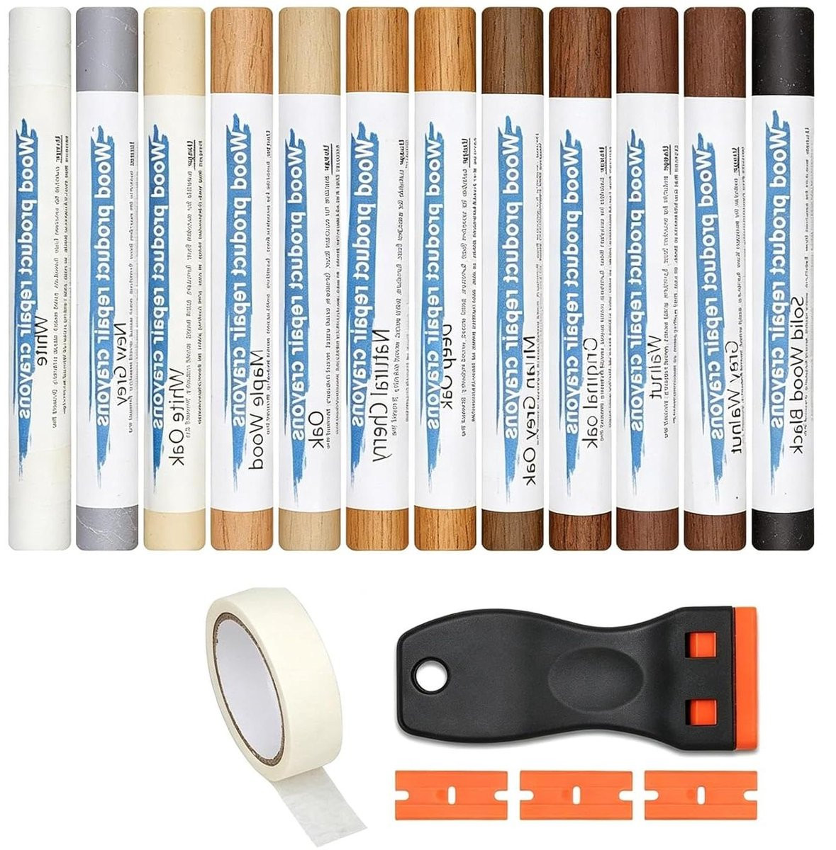 Reparatieset Hout voor Vloerherstel - Krassen Vullen - 12 Kleuren - 30g - Multicolor