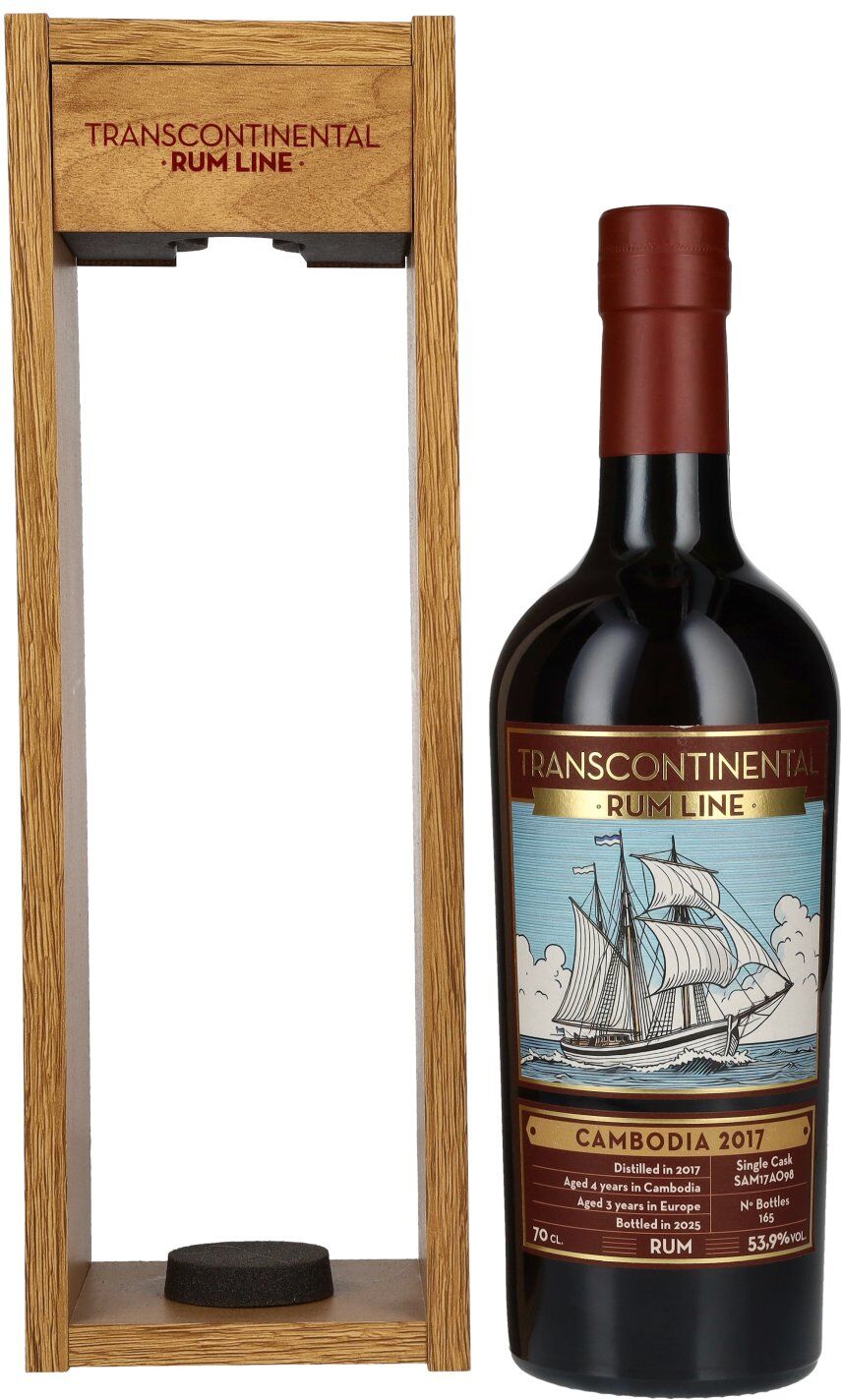 Transcontinental Rum Line CAMBODIA Single Cask Rum 2017 53,9% Vol. 0,7l in Holzkiste