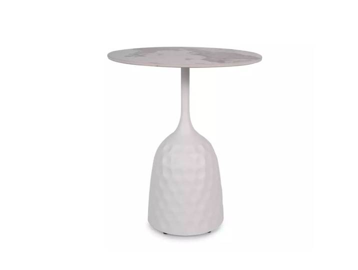 Table basse en céramique design effet marbre blanc hauteur 60cm