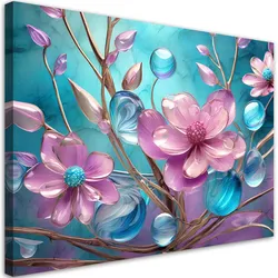 WANDBILD bunte blumen glas abstrakt