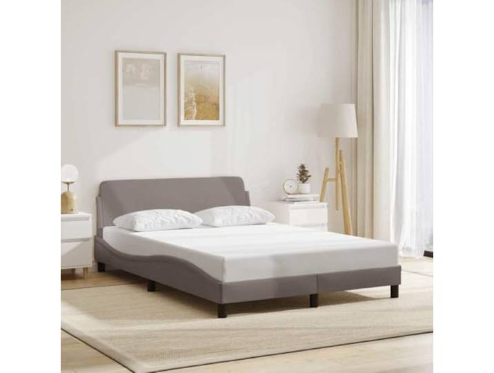 Strapazierfähiger Stoff mit Kopfteil stabil und atmungsaktiv Dover Taupe Bettgestell Dover Taupe 140x190 cm Stoff Bett mit Kopfteil Polsterbett Modernes Design Stabil Holz Lattenrost