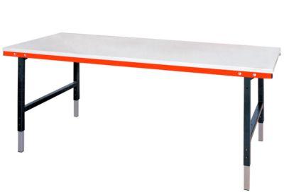 Pack- und Arbeitstisch Rocholz System 2000, erweiterbar, B 2000 x T 920 x H 690-960 mm, Stahl, hellgrau/anthrazit