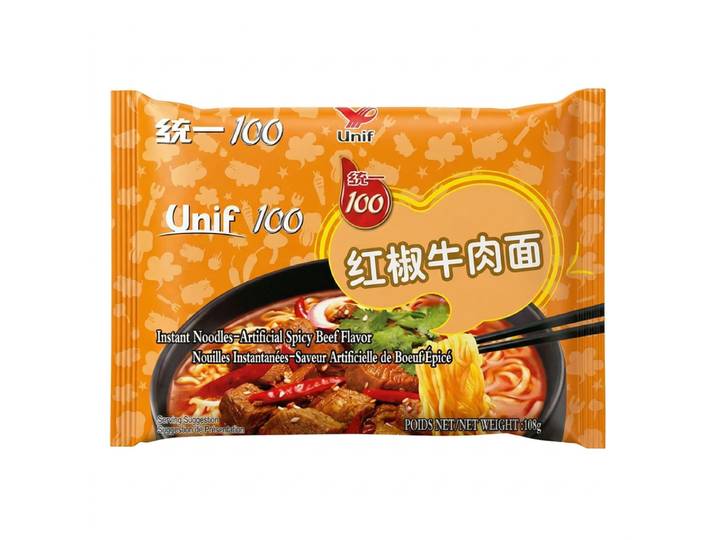 Uni-president instantnoedels (pak)， pittig rundvleessmaak， 108g