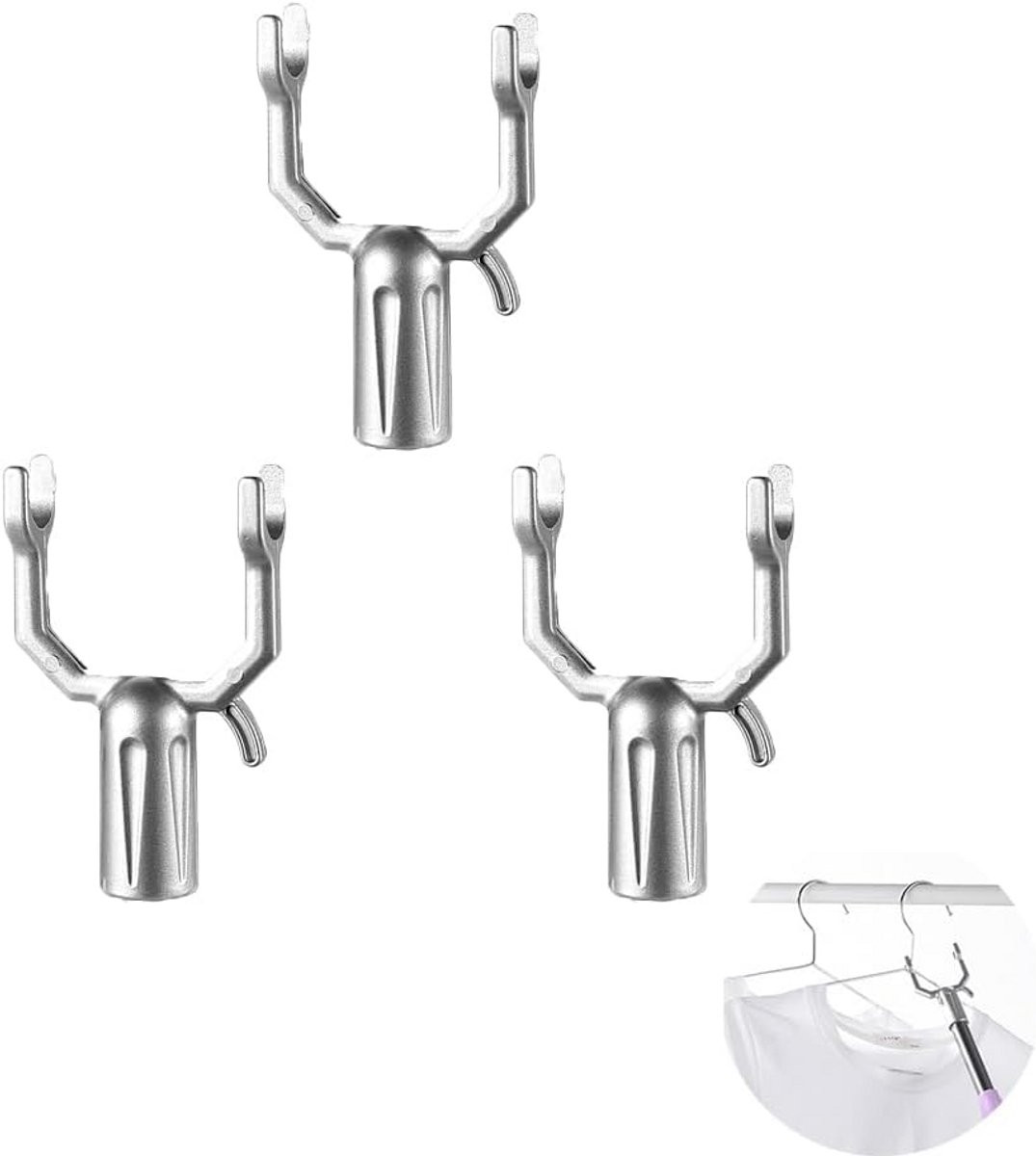 Set van 3 aluminium kledingstok haakvervangingen voor kastplanken