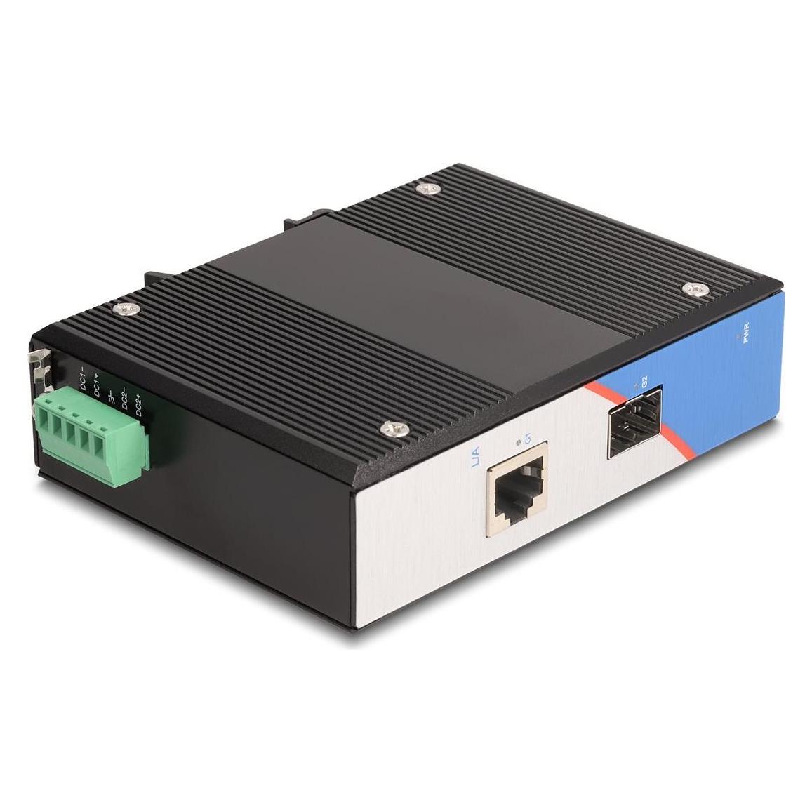 Delock Industrie Gigabit Medienkonverter RJ45 zu SFP für Hutschiene (2 Ports) (88014)