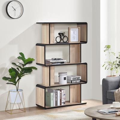 K&B Furniture InRoom Designs Oak Black Laminated Wood 3, 4, or 5-Shelf Bookcase