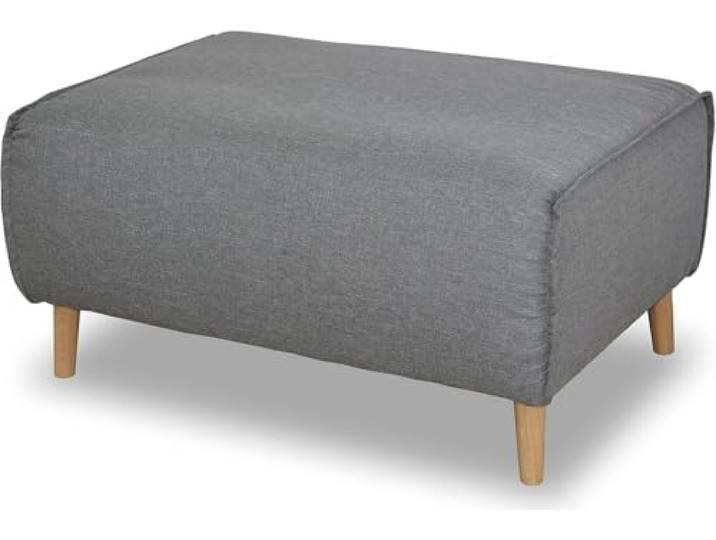 DOMO. collection Polsterhocker Jules FK mit Federkern und Holzfüßen, Sofa Hocker, Beistellhocker, Sitzhocker, 97 x 66 x 47 cm (BxTxH), in silber